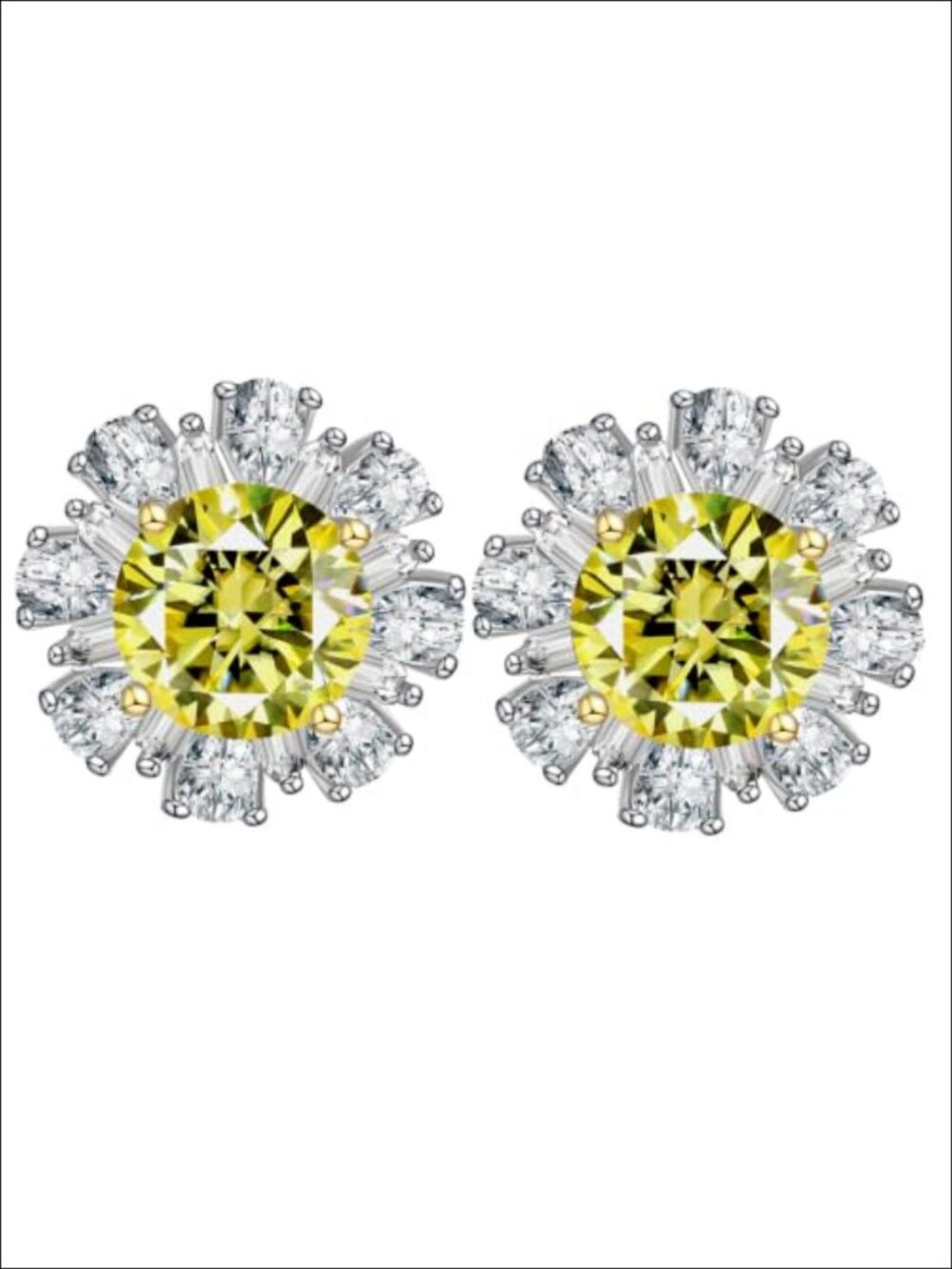 18K White Gold Plated Silver Moissanite Flower Stud Earrings 2.0ct Push Back